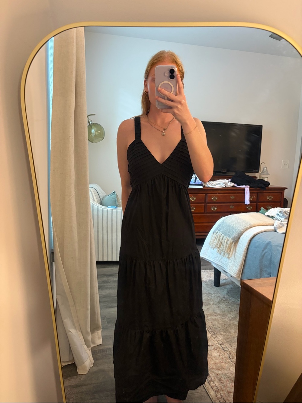 Steve Madden Black Tiered V-Neck Maxi Dress